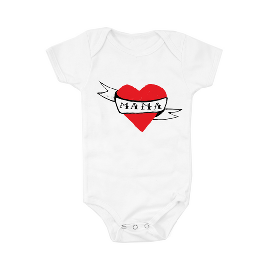 Mama Heart Tattoo Baby Onesie